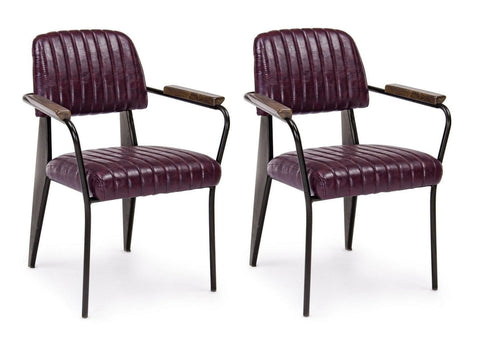 Set di 2 sedie da pranzo in ecopelle Nelly Plus Bordeaux