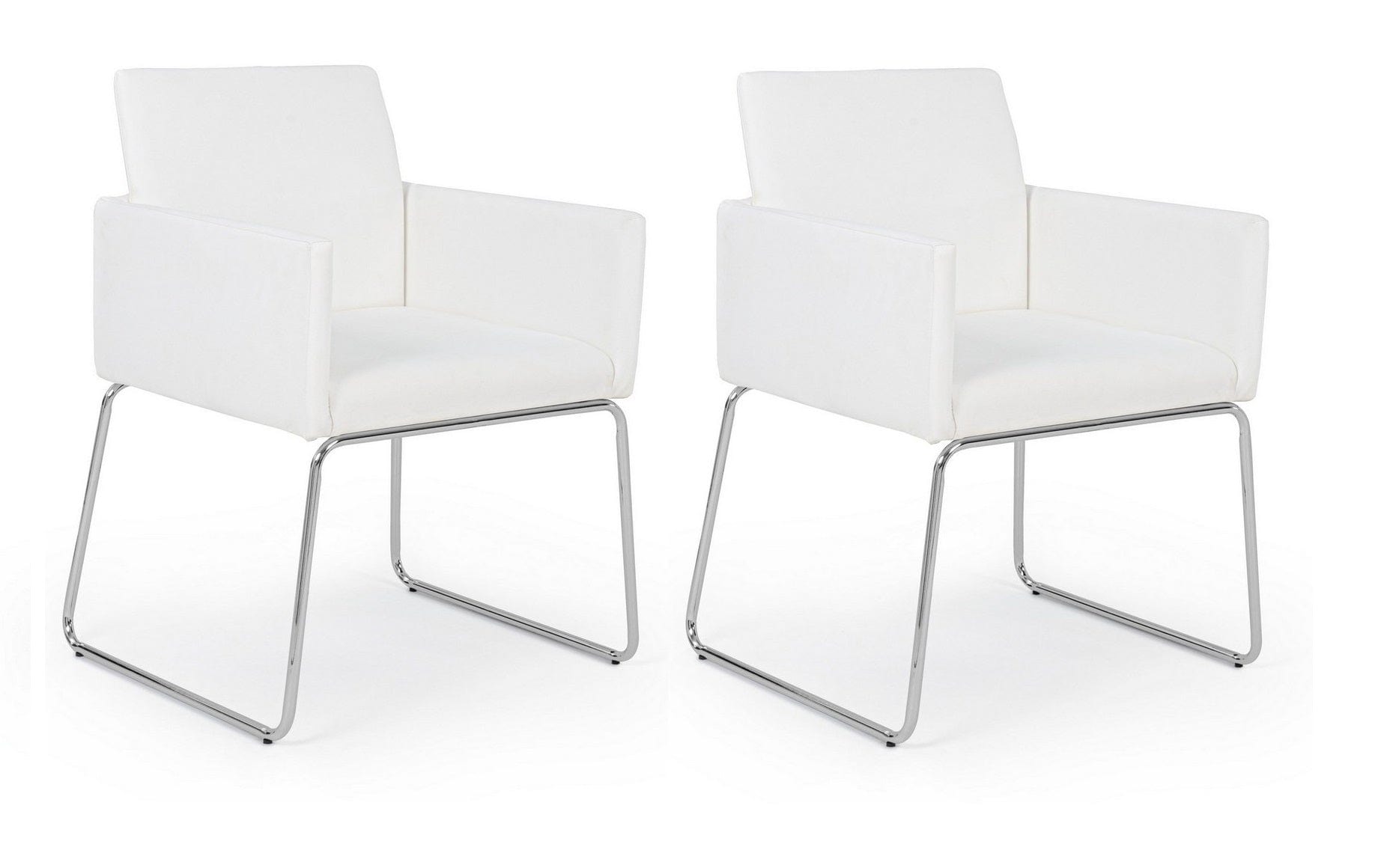 Set di 2 sedie da pranzo in ecopelle Sixty Bianco
