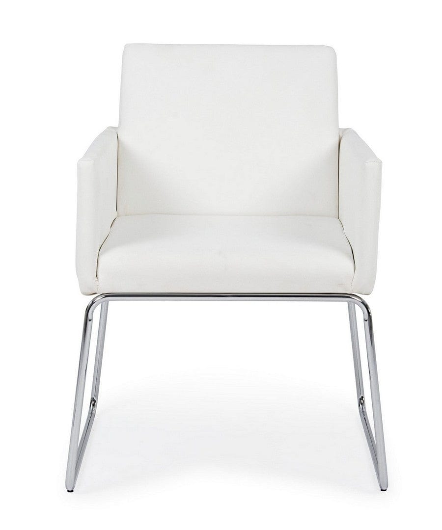 Set di 2 sedie da pranzo in ecopelle Sixty Bianco (3)