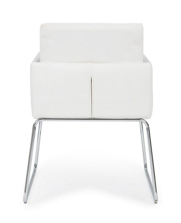 Set di 2 sedie da pranzo in ecopelle Sixty Bianco (4)