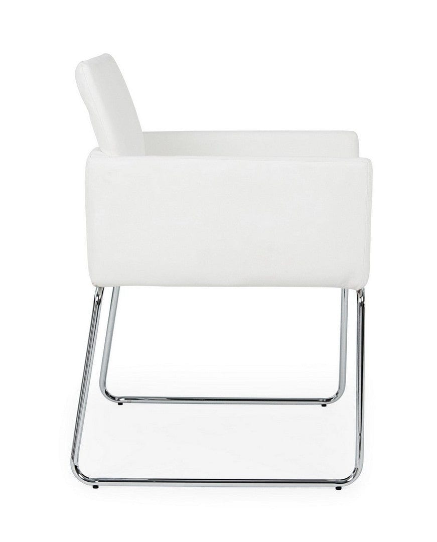 Set di 2 sedie da pranzo in ecopelle Sixty Bianco (5)