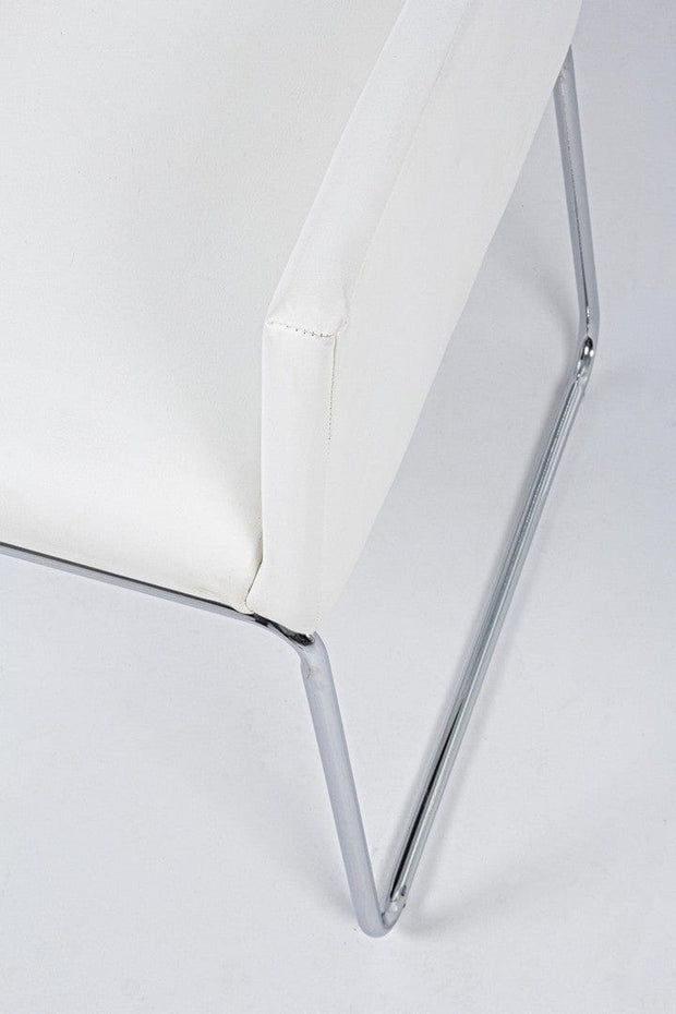 Set di 2 sedie da pranzo in ecopelle Sixty Bianco (7)
