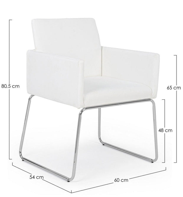 Set di 2 sedie da pranzo in ecopelle Sixty Bianco (8)