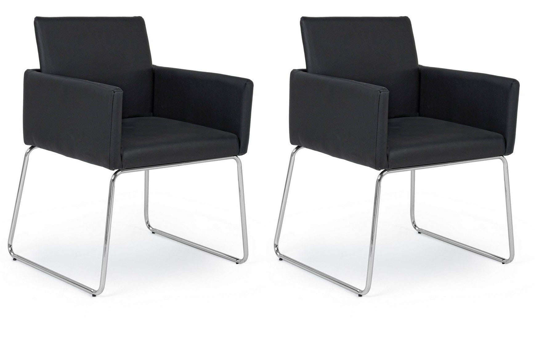 Set di 2 sedie da pranzo in ecopelle Sixty Nero