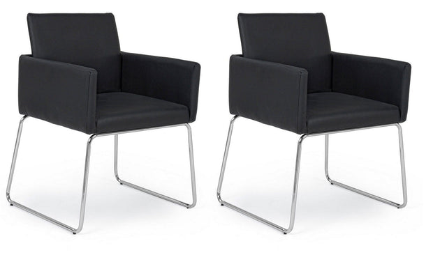 Set di 2 sedie da pranzo in ecopelle Sixty Nero
