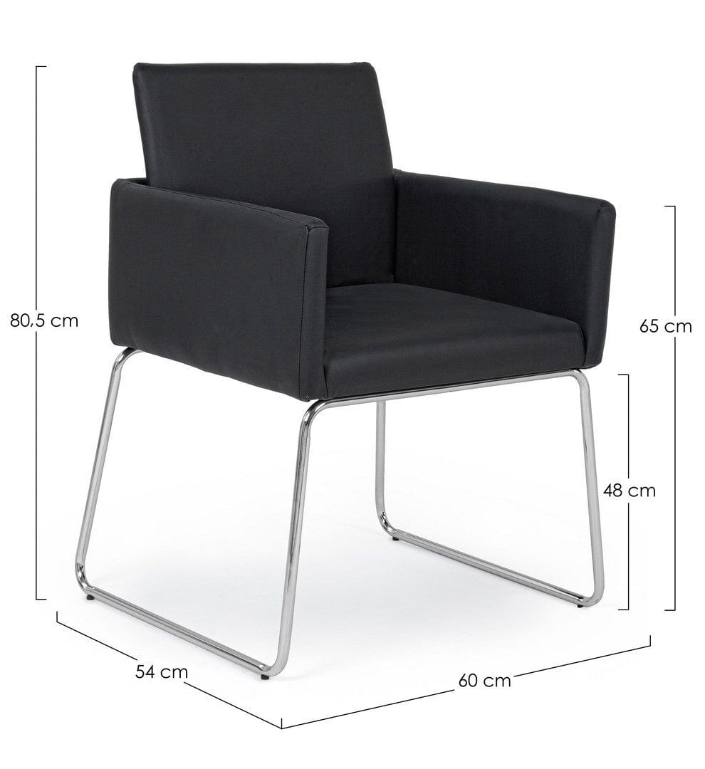 Set di 2 sedie da pranzo in ecopelle Sixty Nero (7)