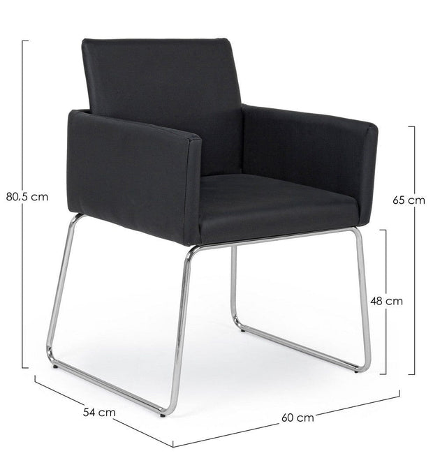 Set di 2 sedie da pranzo in ecopelle Sixty Nero (7)