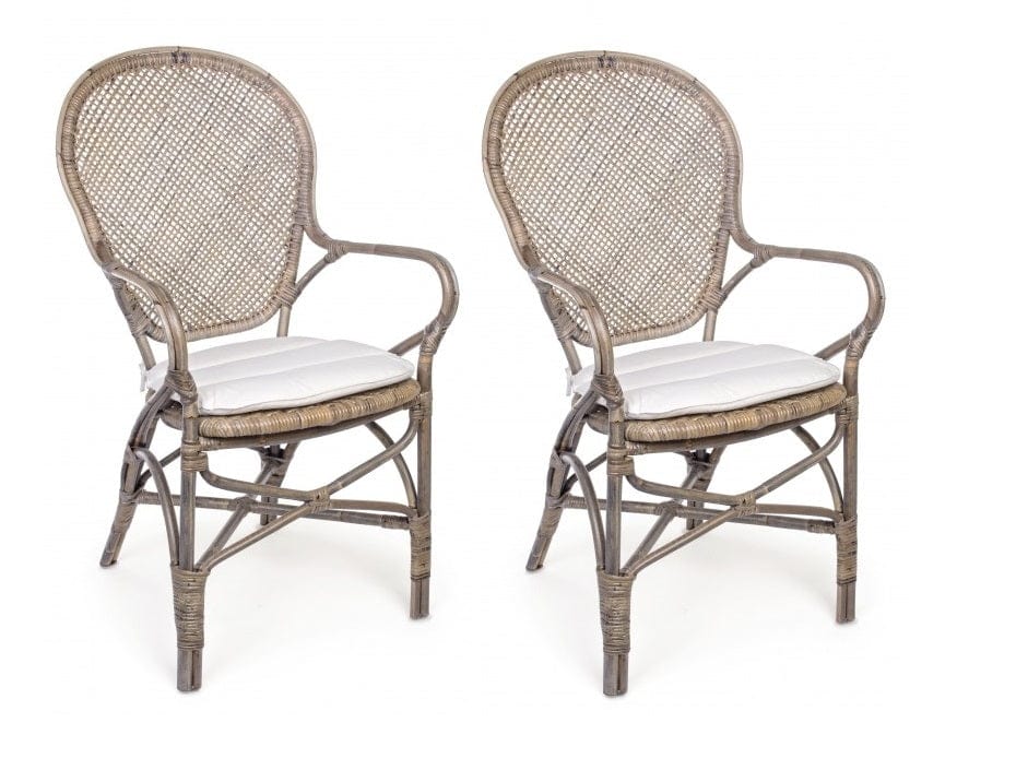 Set di 2 sedie da pranzo in rattan Edelina W Naturale