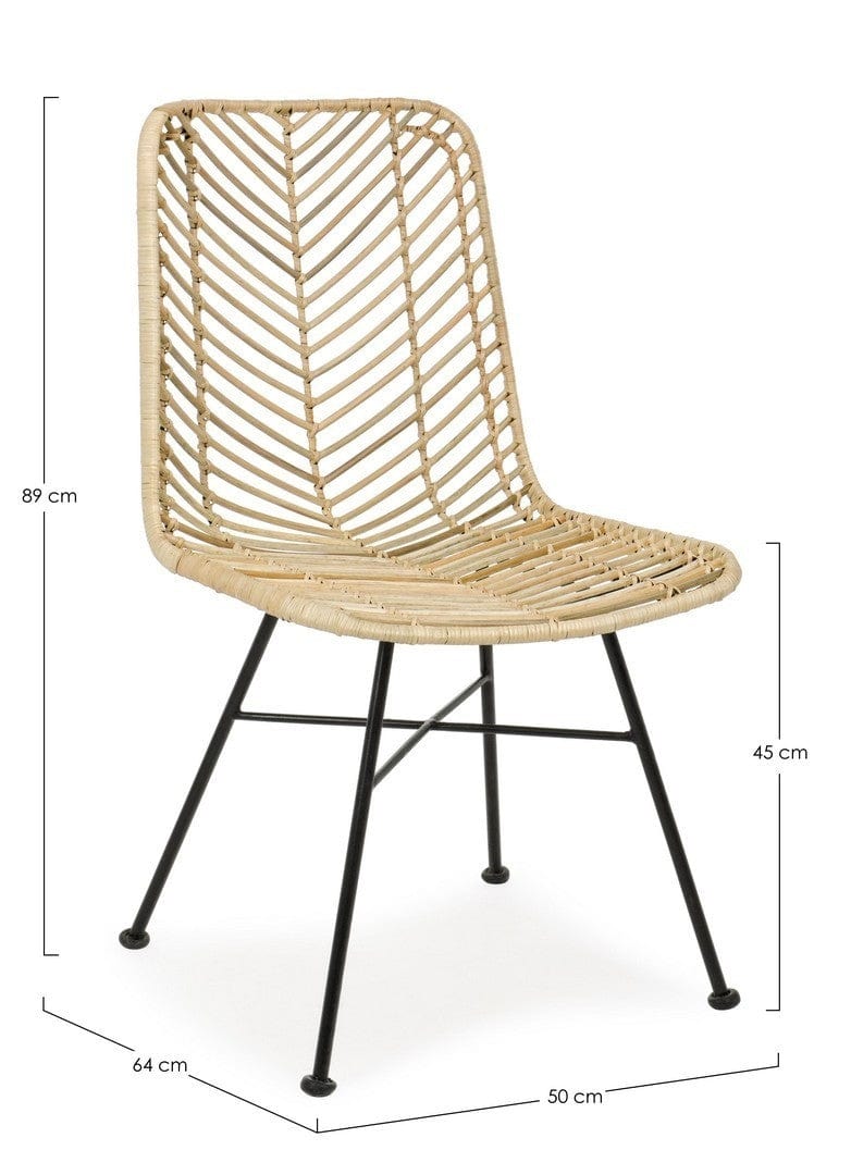 Set di 2 sedie da pranzo in rattan Lorena Naturale (9)
