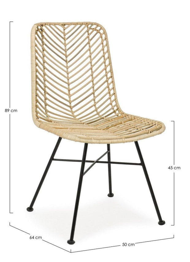 Set di 2 sedie da pranzo in rattan Lorena Naturale (9)