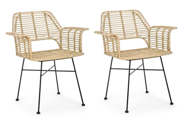 Set di 2 sedie da pranzo in rattan Tunas Naturale