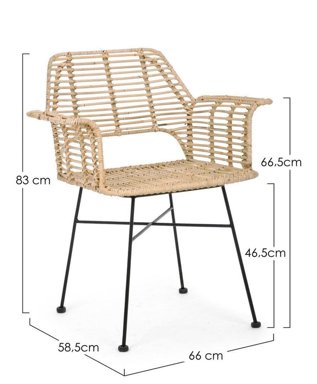 Set di 2 sedie da pranzo in rattan Tunas Naturale (7)