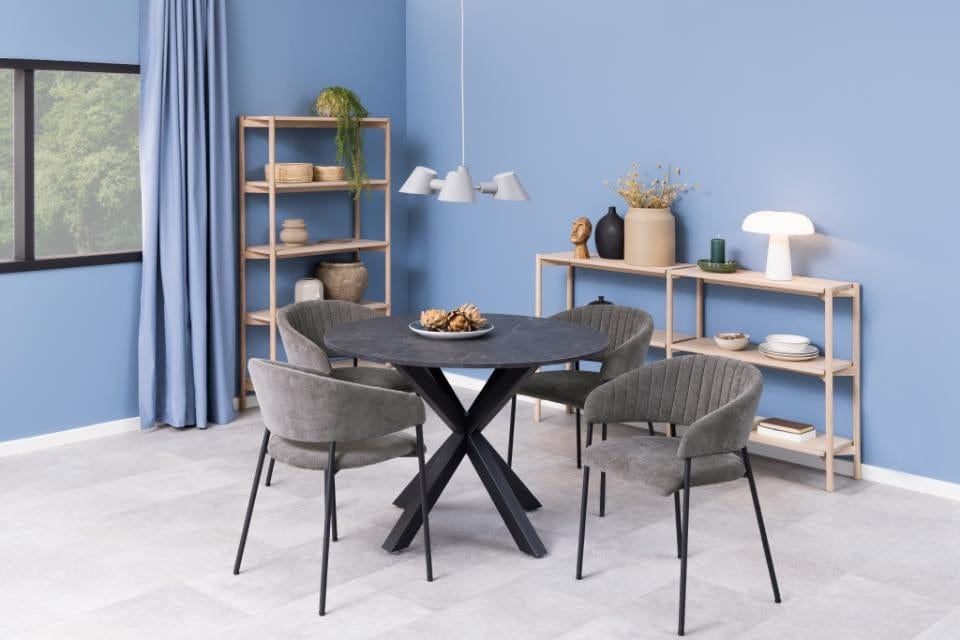 Set di 2 sedie da pranzo in tessuto Ann Grigio (1)