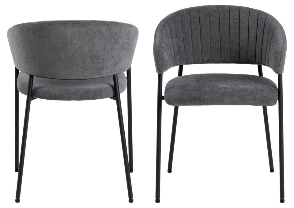 Set di 2 sedie da pranzo in tessuto Ann Grigio (4)