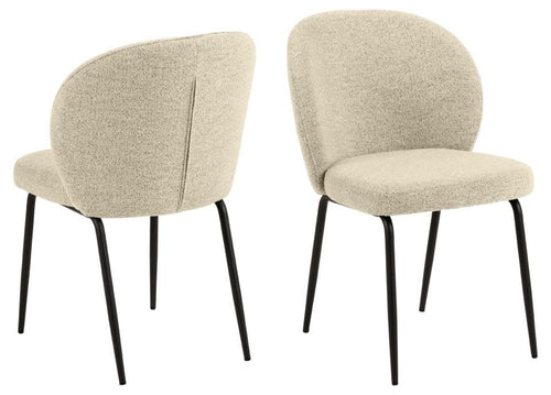 Set di 2 sedie da pranzo in tessuto bouclé Patricia Crema