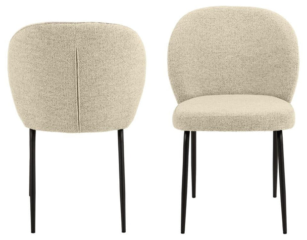 Set di 2 sedie da pranzo in tessuto bouclé Patricia Crema (3)