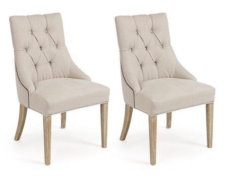 Set di 2 sedie da pranzo in tessuto Cally Beige