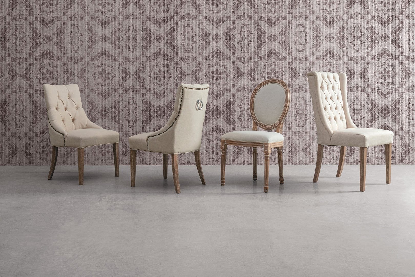 Set di 2 sedie da pranzo in tessuto Cally Beige (1)