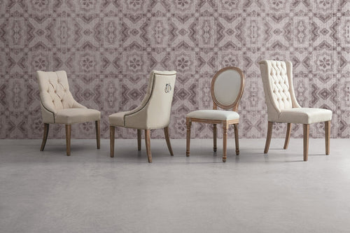 Set di 2 sedie da pranzo in tessuto Cally Beige (1)