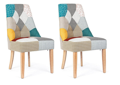Set di 2 sedie da pranzo in tessuto Galatea Patch Multicolore