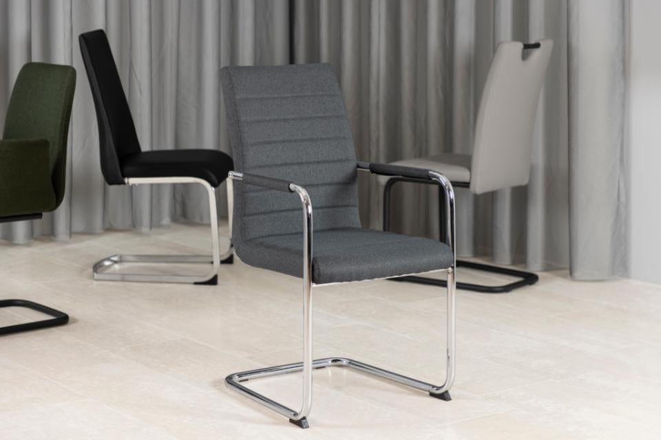 Set di 2 sedie da pranzo in tessuto Gundrun Plus Grigio (1)
