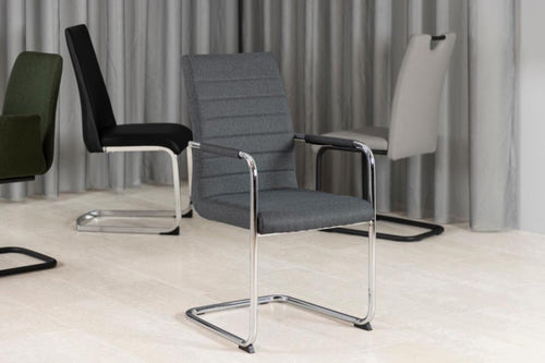 Set di 2 sedie da pranzo in tessuto Gundrun Plus Grigio (1)