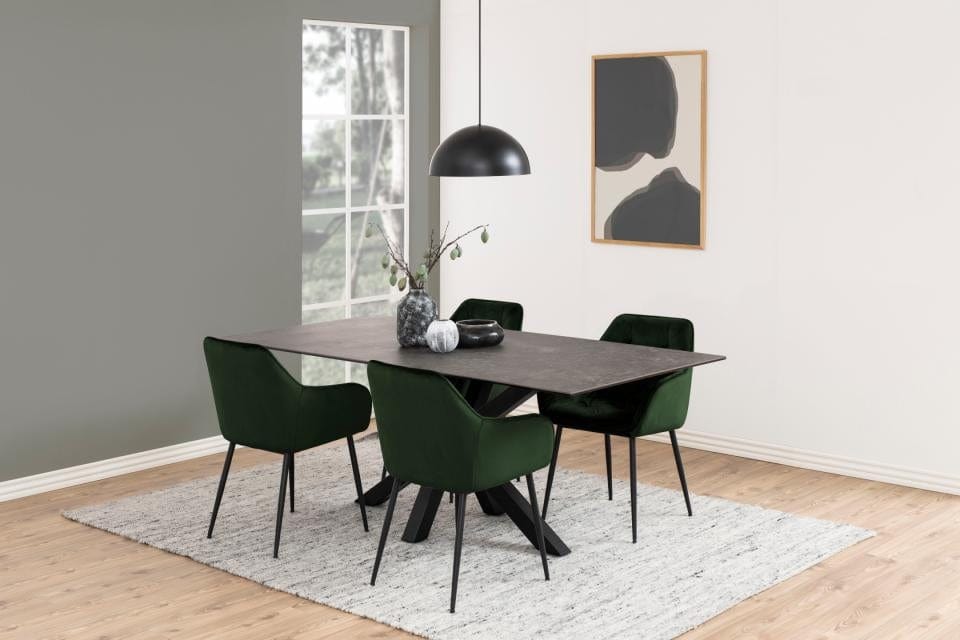 Set di 2 sedie da pranzo in velluto Brooke Verde (2)
