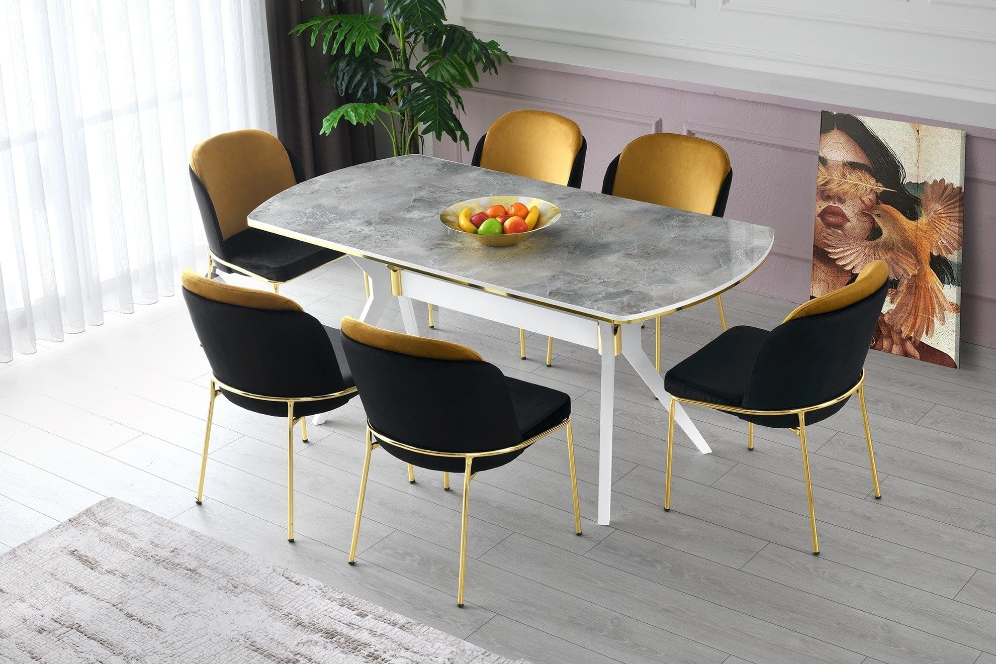 Set di 2 sedie da pranzo in velluto Dore 102 Nero (1)