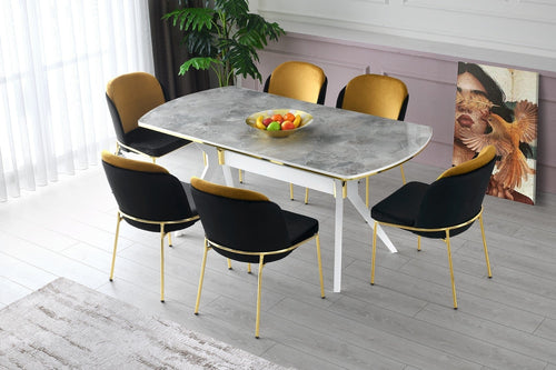 Set di 2 sedie da pranzo in velluto Dore 102 Nero (1)