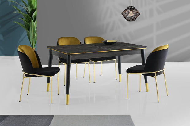 Set di 2 sedie da pranzo in velluto Dore 102 Nero (2)