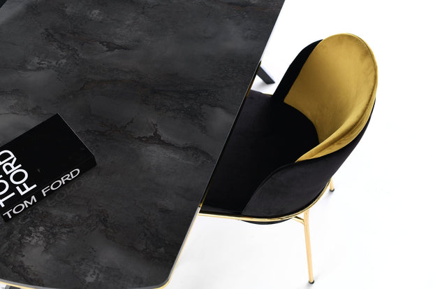 Set di 2 sedie da pranzo in velluto Dore 102 Nero (4)