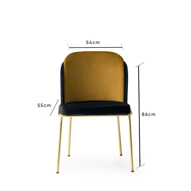 Set di 2 sedie da pranzo in velluto Dore 102 Nero (9)