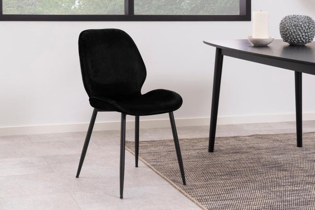 Set di 2 sedie da pranzo in velluto Femke Nero (3)
