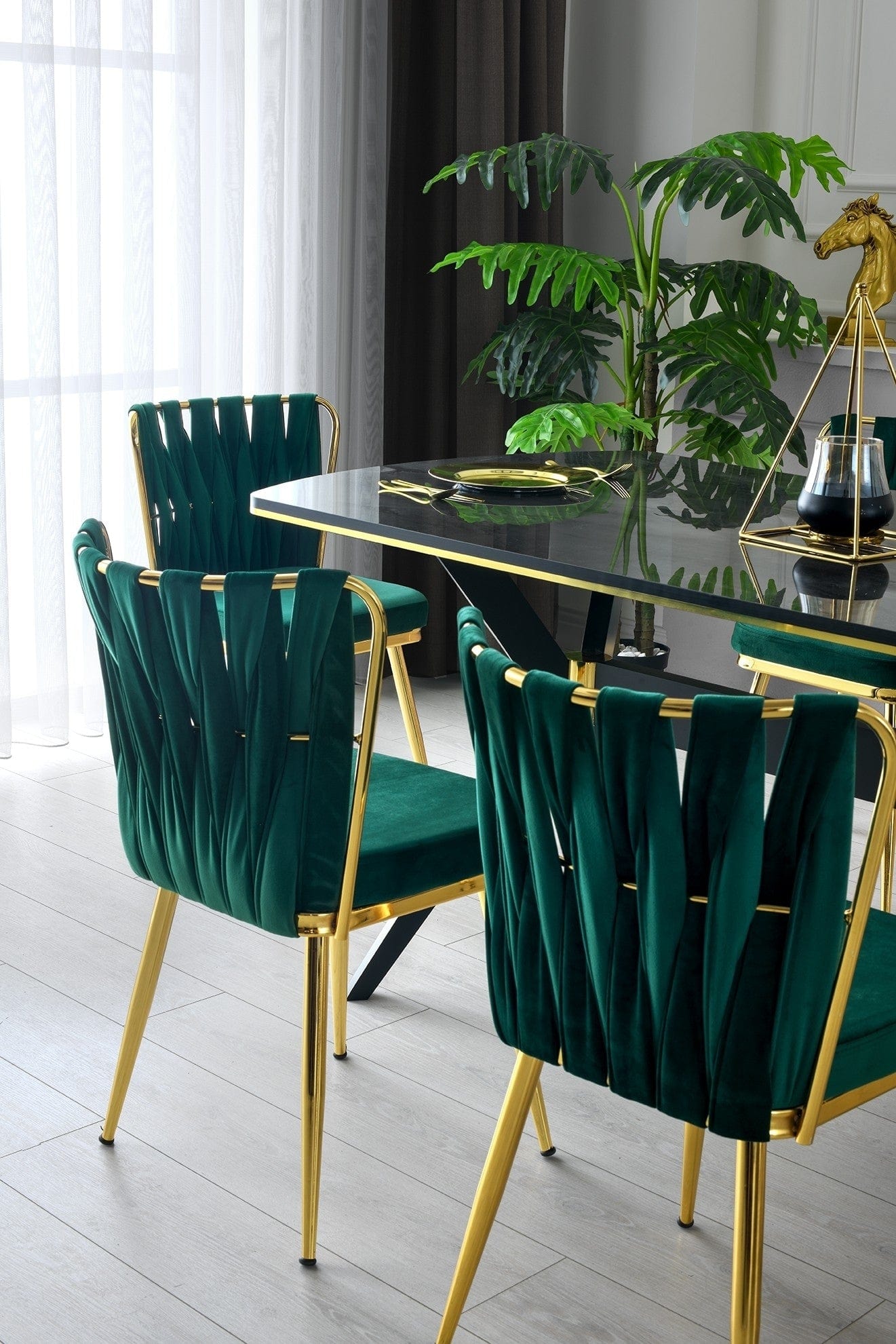 Set di 2 sedie da pranzo in velluto Kusa 141 Verde (2)