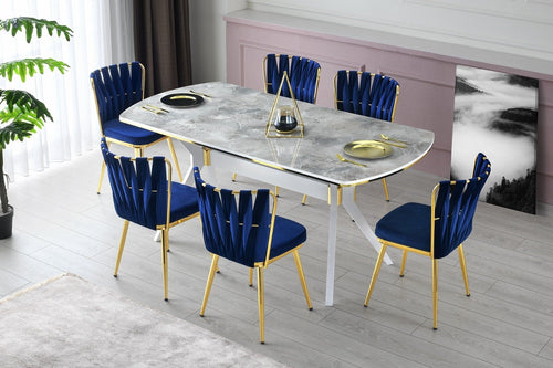 Set di 2 sedie da pranzo in velluto Kusa 142 Blu (1)