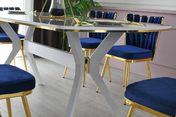 Set di 2 sedie da pranzo in velluto Kusa 142 Blu (2)