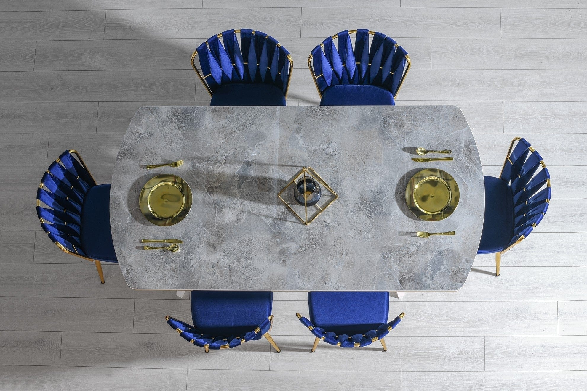 Set di 2 sedie da pranzo in velluto Kusa 142 Blu (3)