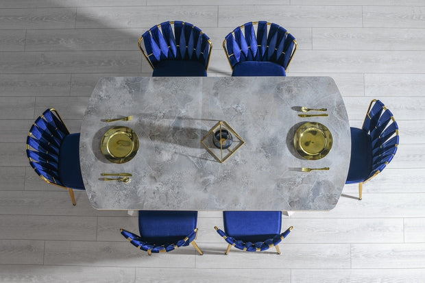 Set di 2 sedie da pranzo in velluto Kusa 142 Blu (3)