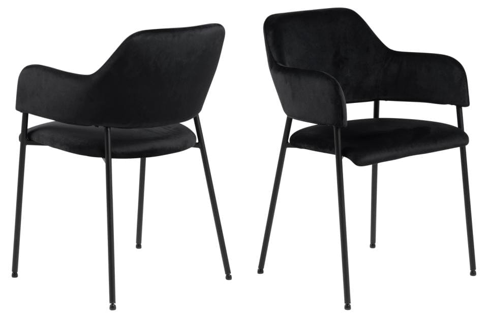 Set di 2 sedie da pranzo in velluto Limana Nero