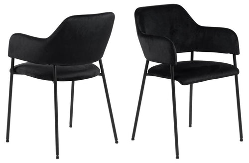 Set di 2 sedie da pranzo in velluto Limana Nero