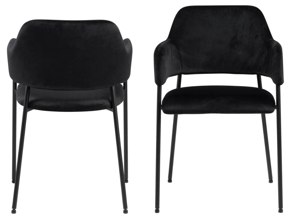 Set di 2 sedie da pranzo in velluto Limana Nero (3)