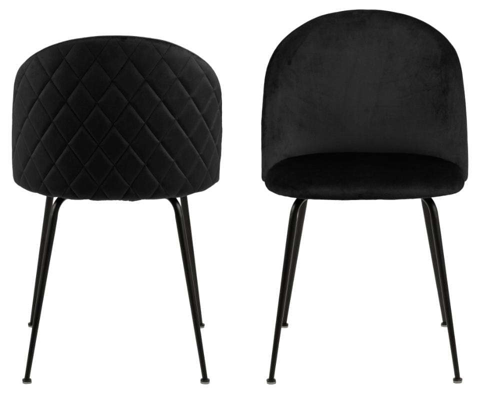 Set di 2 sedie da pranzo in velluto Louise Nero (3)
