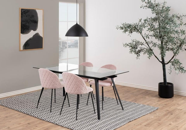 Set di 2 sedie da pranzo in velluto Louise Rosa (1)