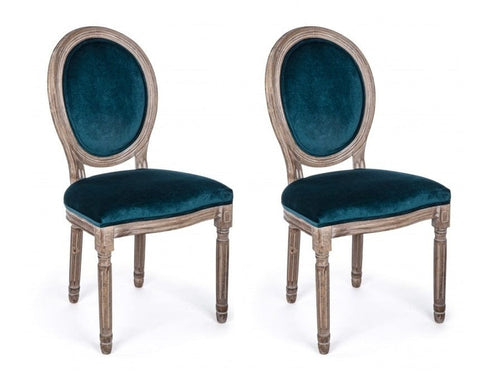 Set di 2 sedie da pranzo in velluto Mathilde Blu