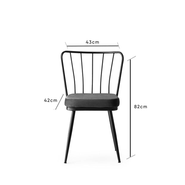Set di 2 sedie da pranzo in velluto Yildiz 189 Grigio (6)