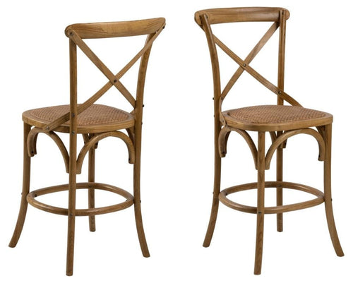 Actona Set di 2 sgabelli da bar in legno Eileen Naturale