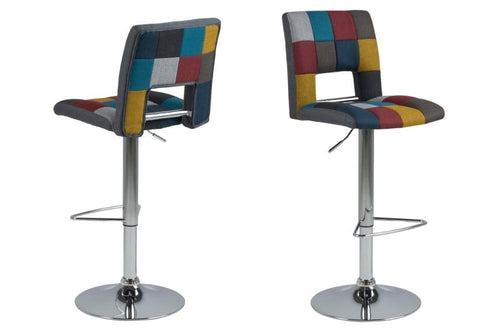 Set di 2 sgabelli da bar in tessuto Sylvia Patchwork Multicolore
