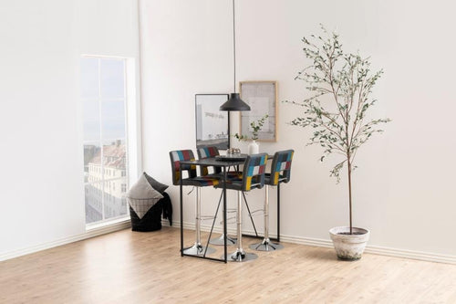Set di 2 sgabelli da bar in tessuto Sylvia Patchwork Multicolore (1)