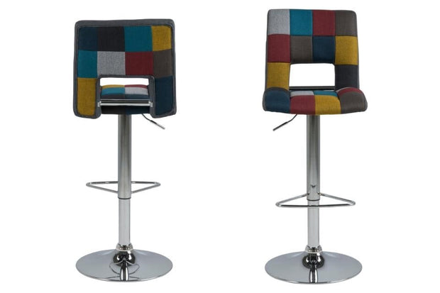 Set di 2 sgabelli da bar in tessuto Sylvia Patchwork Multicolore (2)