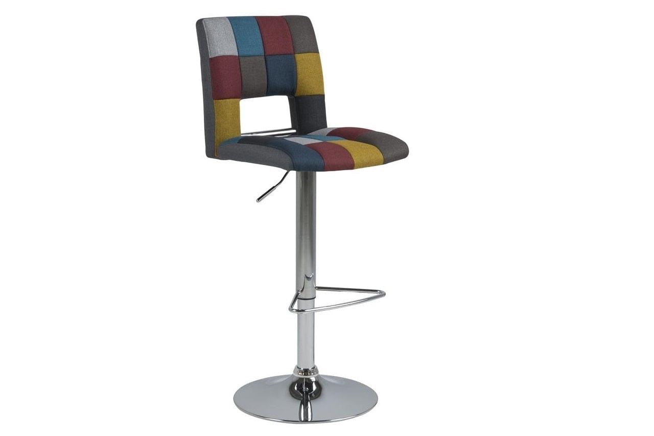 Set di 2 sgabelli da bar in tessuto Sylvia Patchwork Multicolore (3)